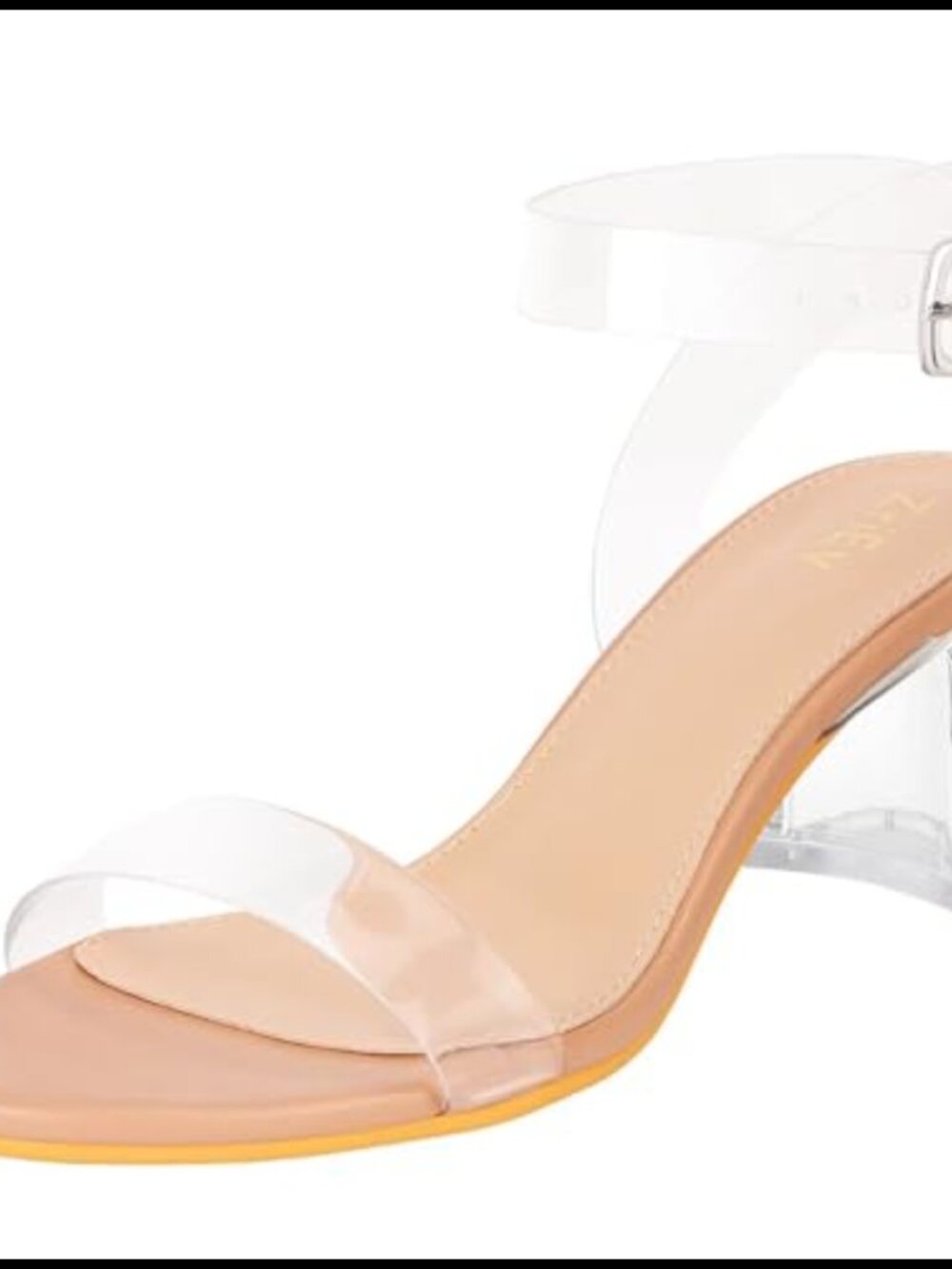 Clear Block Heel Strappy Sandals Adjustable Buckle Ankle Strap Women Heels